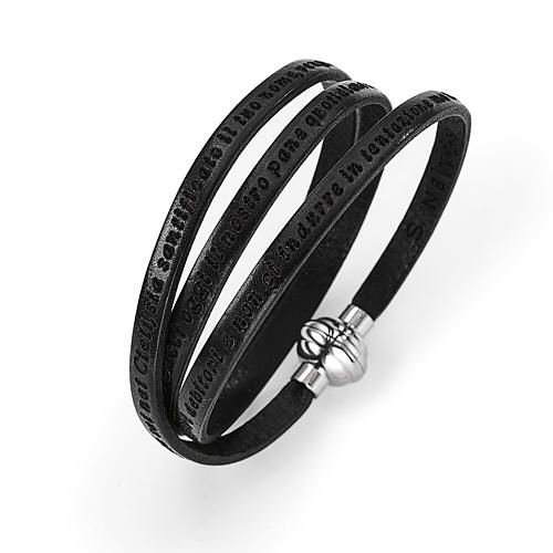 Amen Bracelet in black leather Our Father ITA 1