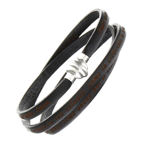 Amen Bracelet in black leather Our Father ITA 3