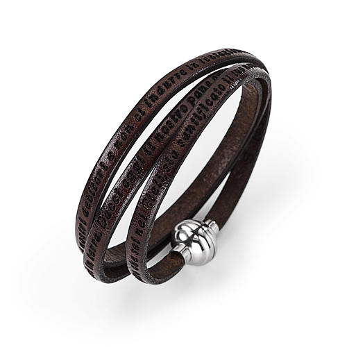 Amen Bracelet in brown leather Our Father ITA 1