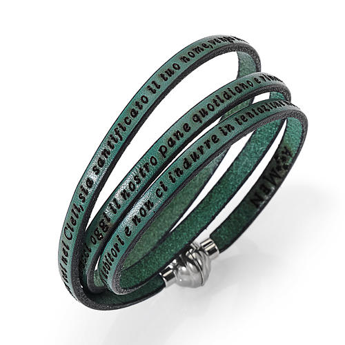 Amen Bracelet in green leather Our Father ITA 1