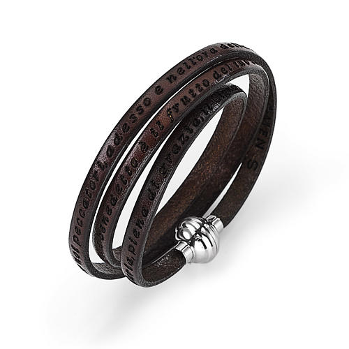 Amen Bracelet in brown leather Hail Mary ITA 1