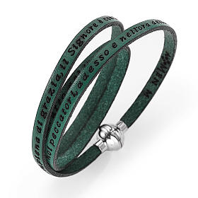 Amen Bracelet in green leather Hail Mary ITA