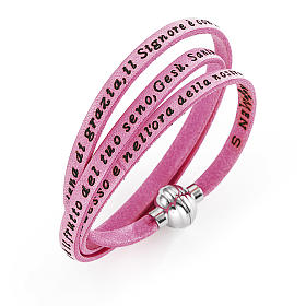 Amen Bracelet in pink leather Hail Mary ITA