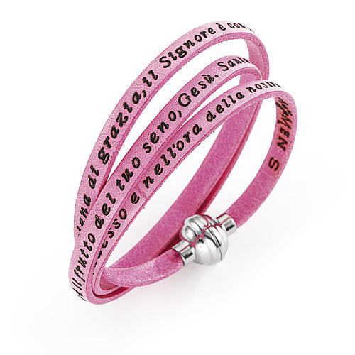 Amen Bracelet in pink leather Hail Mary ITA 1