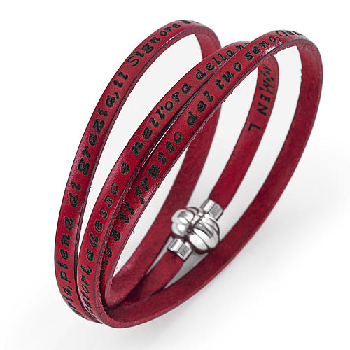 Amen Bracelet in red leather Hail Mary ITA 1