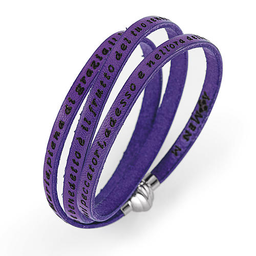 Amen Bracelet in purple leather Hail Mary ITA 1