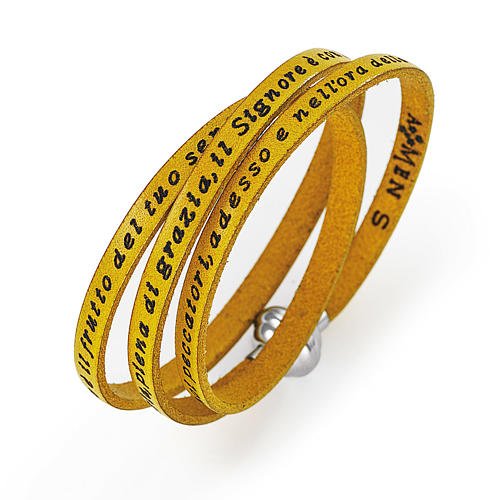 Amen Bracelet in yellow leather Hail Mary ITA 1