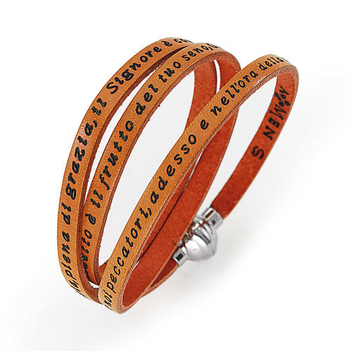 Amen Bracelet in orange leather Hail Mary ITA 1