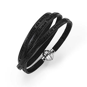 Amen Bracelet in black leather Our Father LAT