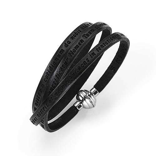Amen Bracelet in black leather Our Father LAT 1