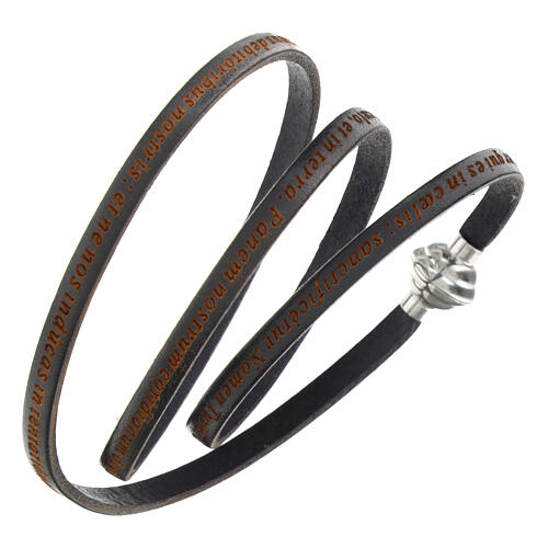 Amen Bracelet in black leather Our Father LAT 1