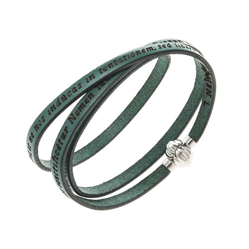 Amen Bracelet in green leather Our Father LAT 1