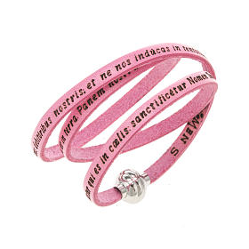 Amen Bracelet in pink leather Our Father LAT