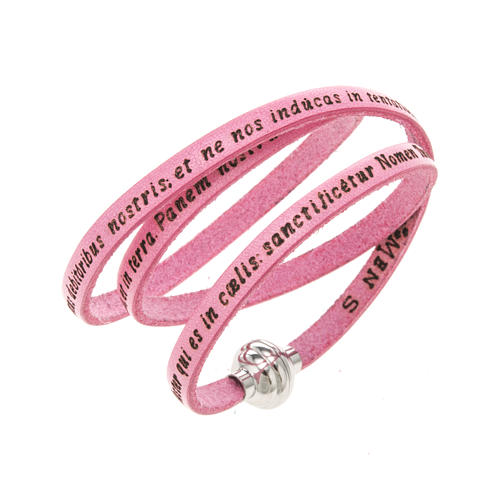 Amen Bracelet in pink leather Our Father LAT 1