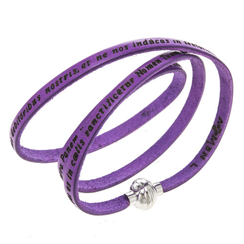 Amen Bracelet in purple leather Our Father LAT 1