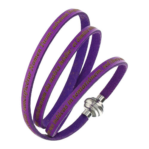 Amen Bracelet in purple leather Our Father LAT 1