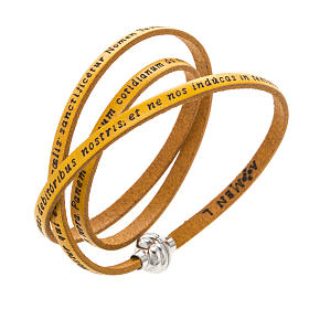 Amen Bracelet in yellow leather Our Father LAT