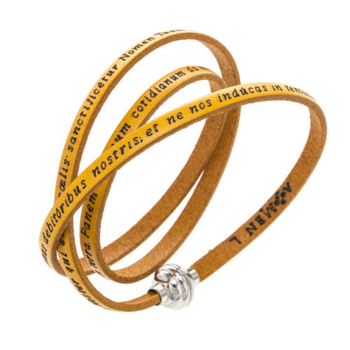 Amen Bracelet in yellow leather Our Father LAT 1