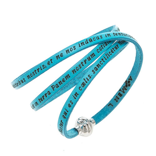 Amen Bracelet in turquoise leather Our Father LAT 1