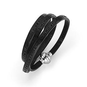 Amen Bracelet in black leather Hail Mary LAT