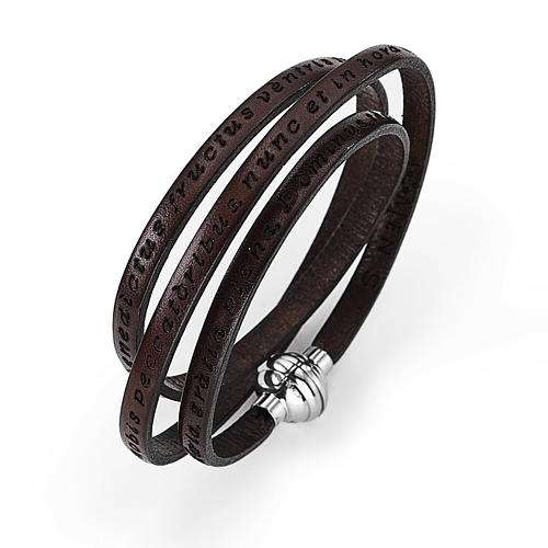 Amen Bracelet in brown leather Hail Mary LAT 1