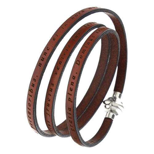 Amen Bracelet in brown leather Hail Mary LAT 1