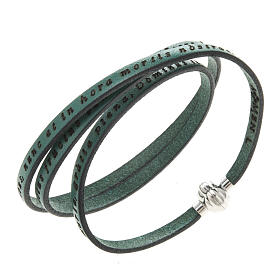 Amen Bracelet in green leather Hail Mary LAT