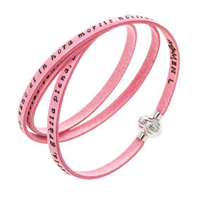 Amen Bracelet in pink leather Hail Mary LAT