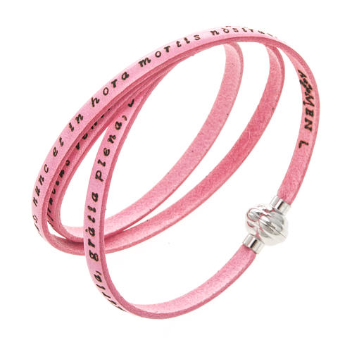 Amen Bracelet in pink leather Hail Mary LAT 1