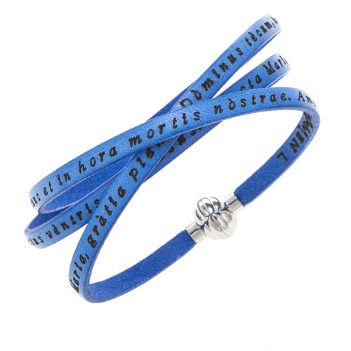 Amen Bracelet in blue leather Hail Mary LAT 1