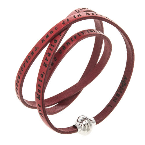 Amen Bracelet in red leather Hail Mary LAT 1