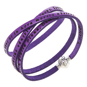 Amen Bracelet in purple leather Hail Mary LAT