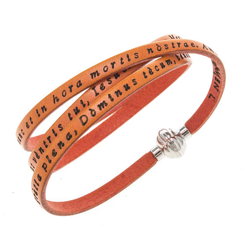 Amen Bracelet in orange leather Hail Mary LAT 1