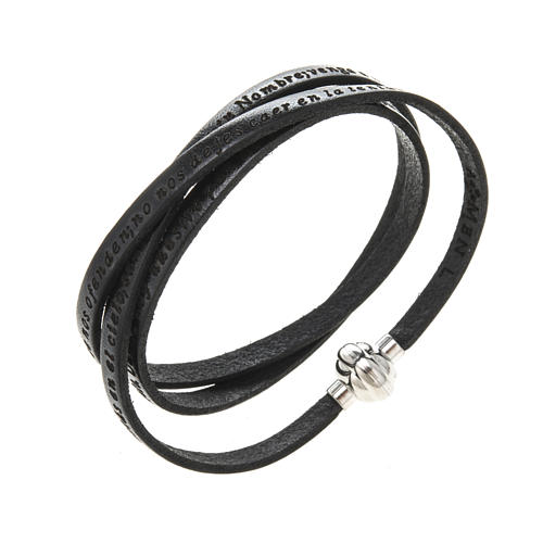 Amen Bracelet in black leather Our Father SPA 1