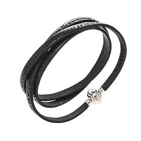 Amen Bracelet in black leather Our Father SPA