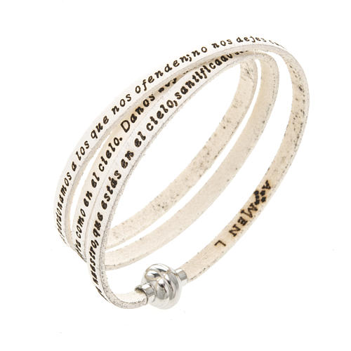 Amen Bracelet in white leather Our Father SPA 1