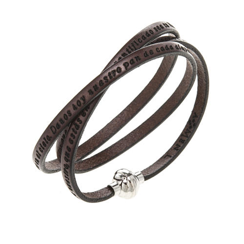 Amen Bracelet in brown leather Our Father SPA 1
