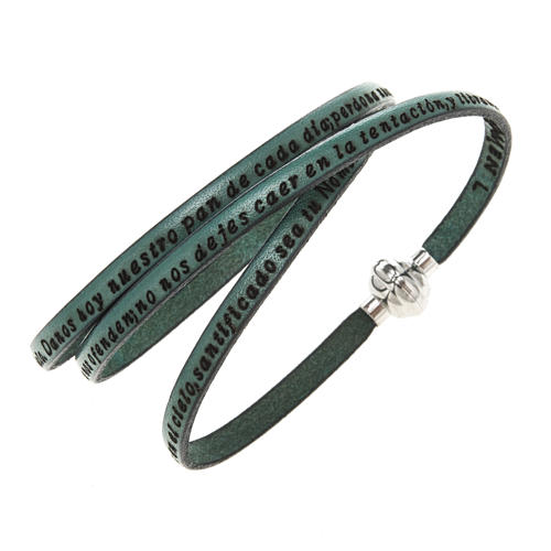 Amen Bracelet in green leather Our Father SPA 1