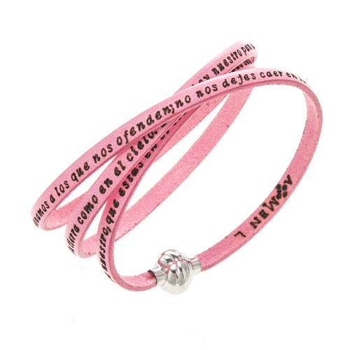 Amen Bracelet in pink leather Our Father SPA 1