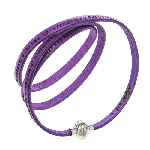 Amen Bracelet in purple leather Our Father SPA 1