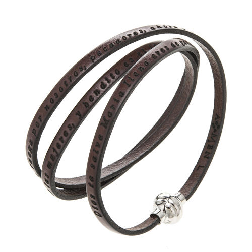 Amen Bracelet in brown leather Hail Mary SPA 1