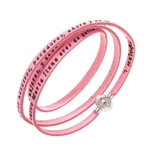 Amen Bracelet in pink leather Hail Mary SPA 1