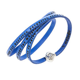 Amen Bracelet in blue leather Hail Mary SPA