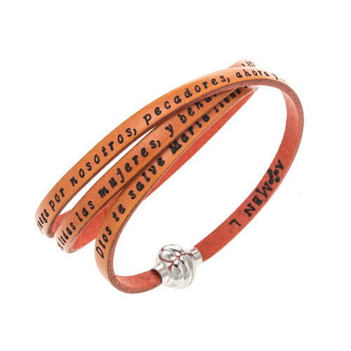 Amen Bracelet in orange leather Hail Mary SPA 1