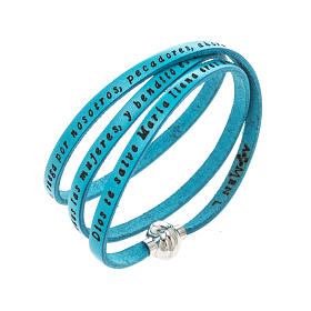Amen Bracelet in turquoise leather Hail Mary SPA