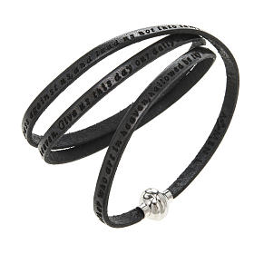 Amen Bracelet in black leather Our Father ENG