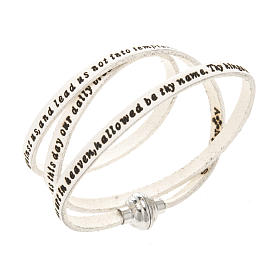 Amen Bracelet in white leather Our Father ENG