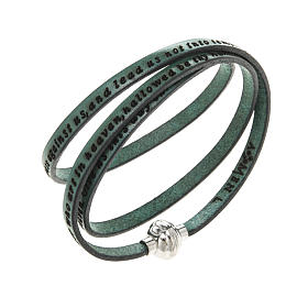 Amen Bracelet in green leather Our Father ENG