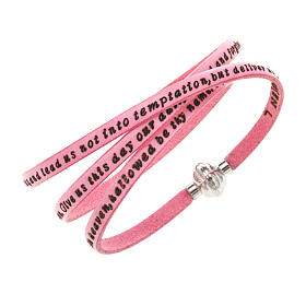 Amen Bracelet in pink leather Our Father ENG