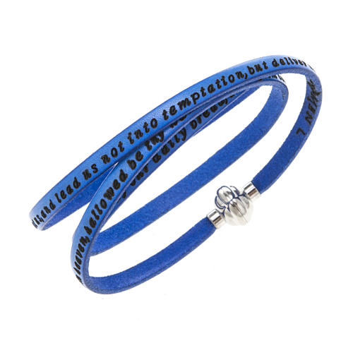 Amen Bracelet in blue leather Our Father ENG 1
